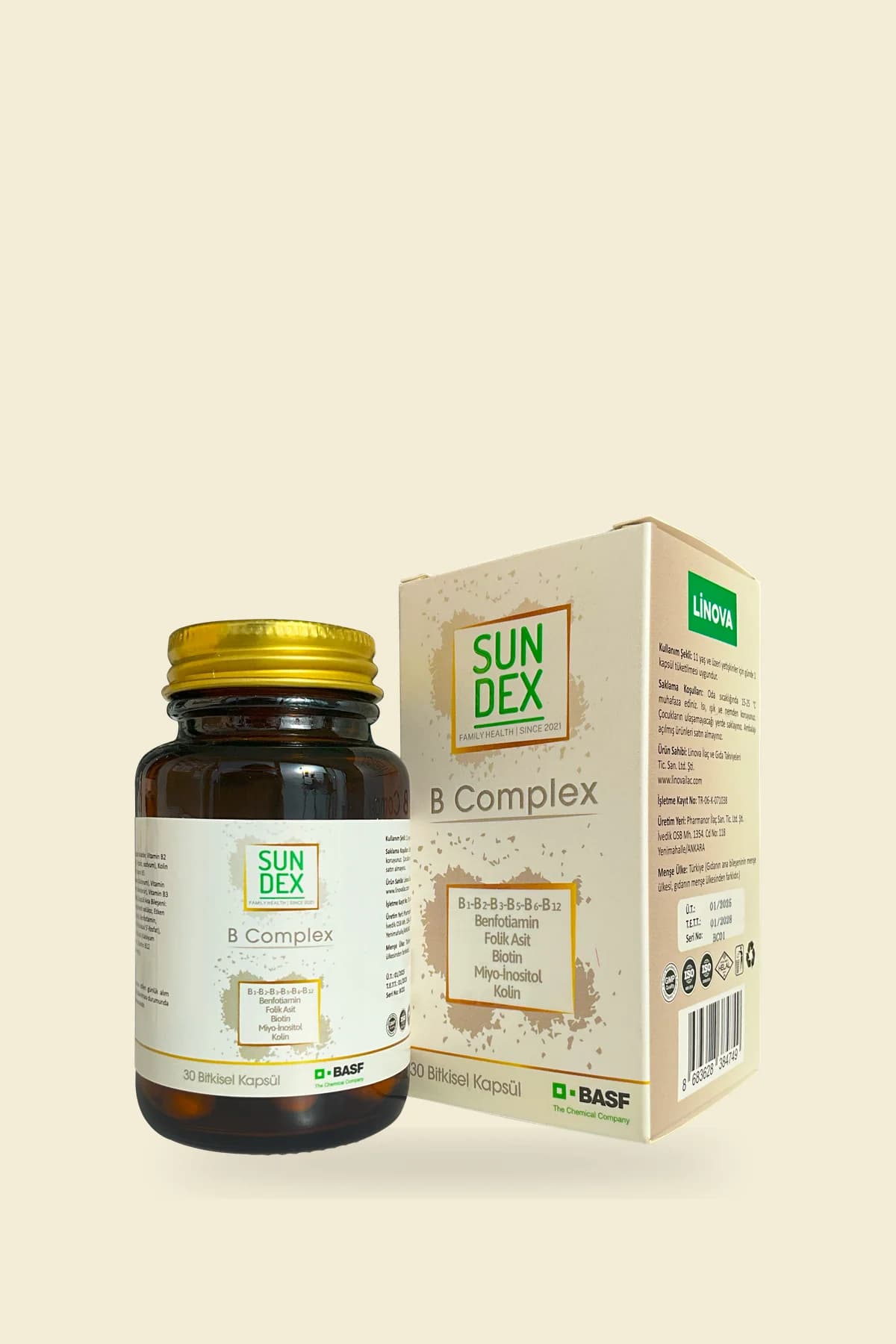 SUNDEX B Complex, 30 Bitkisel Kapsül