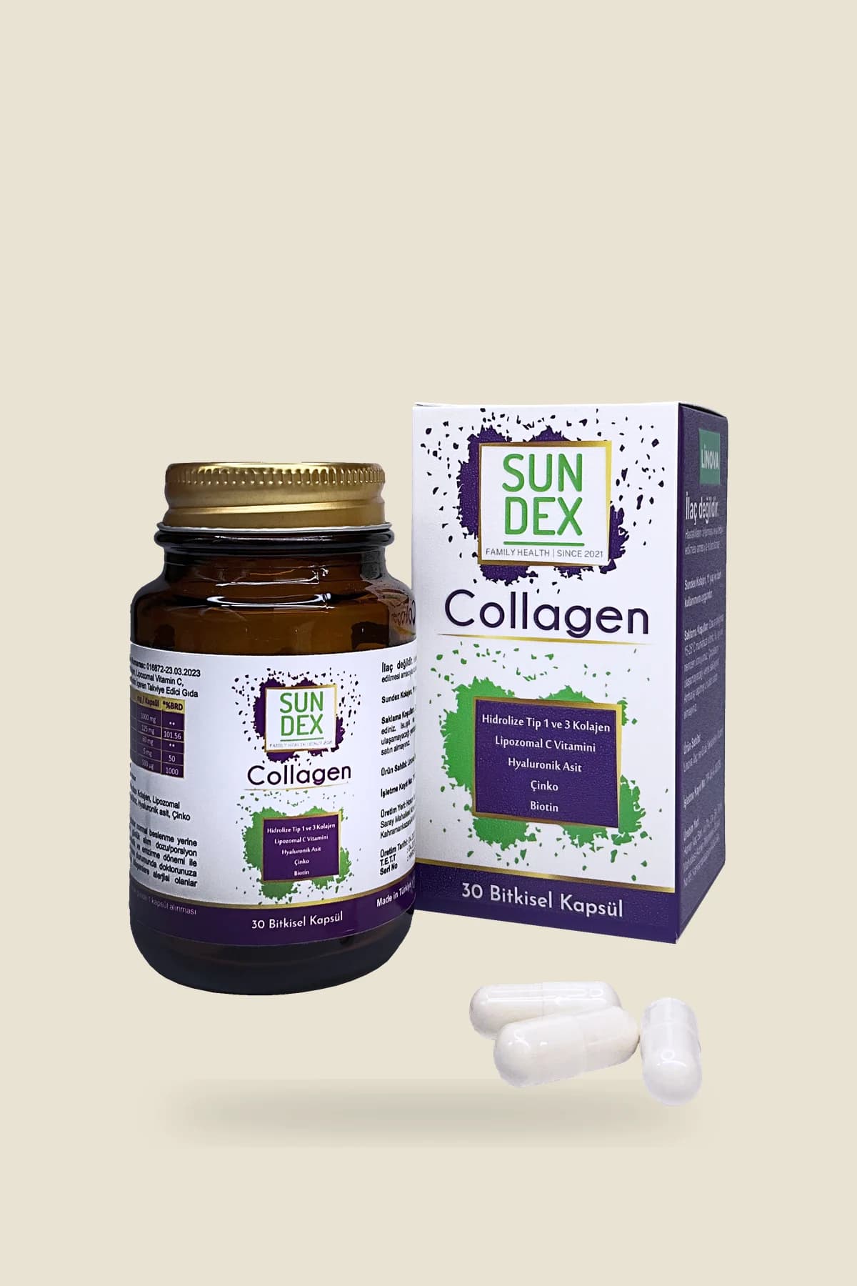 SUNDEX Collagen, 30 Bitkisel Kapsül