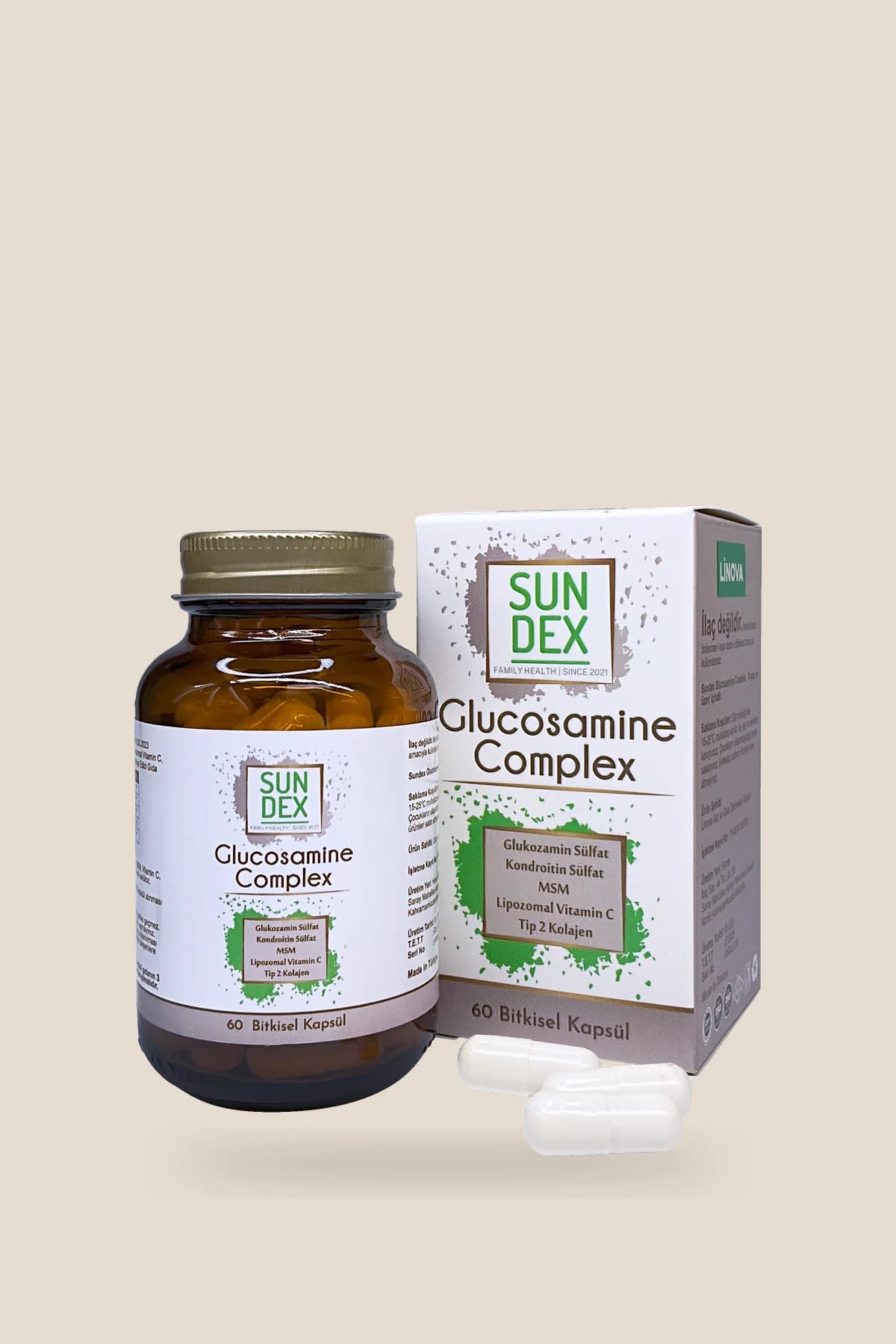 SUNDEX Glucosamine Complex, 60 Bitkisel Kapsül