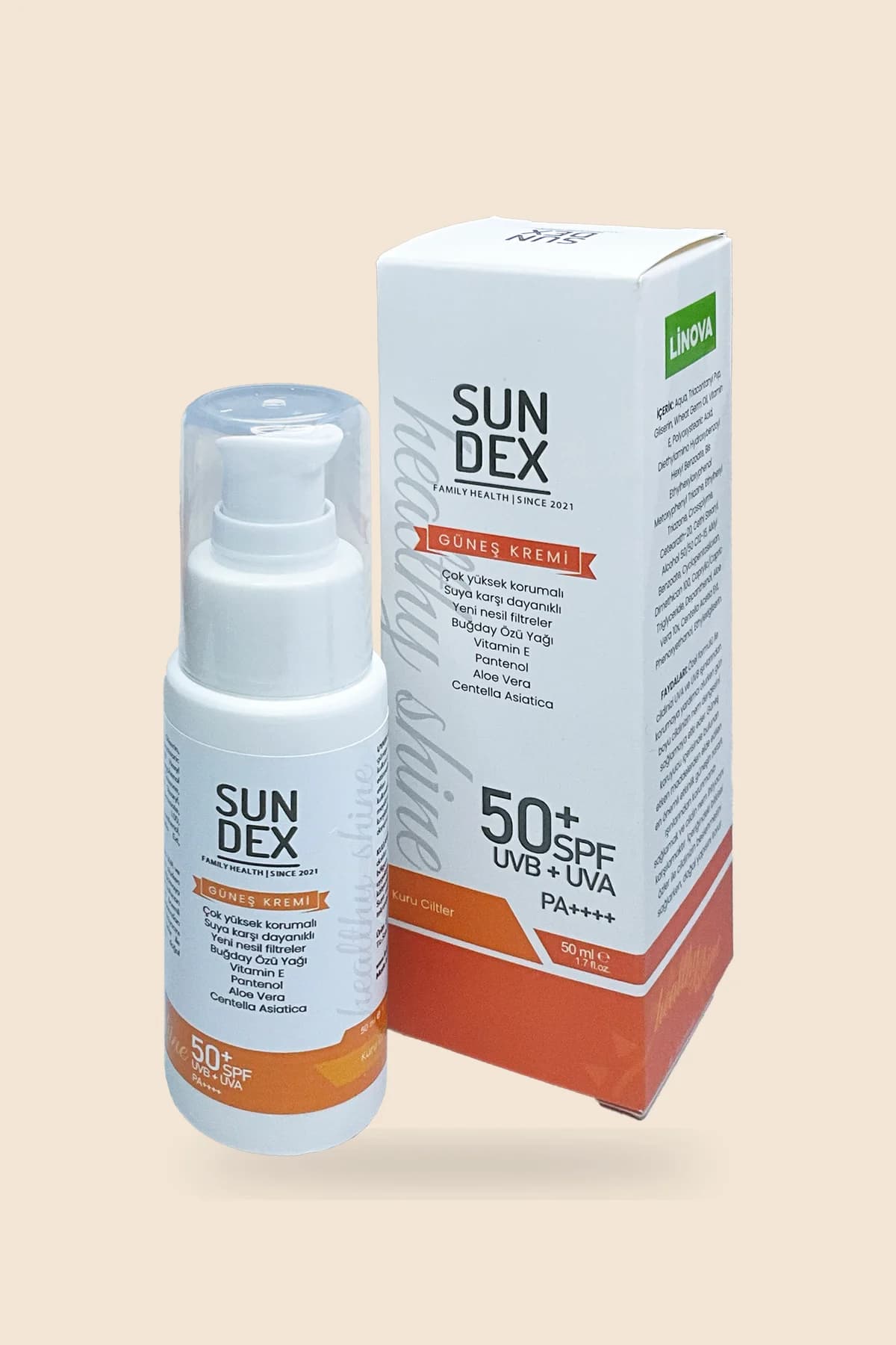SUNDEX Güneş Kremi · Kuru Ciltler, 50 ml (1.7 fl.oz.)