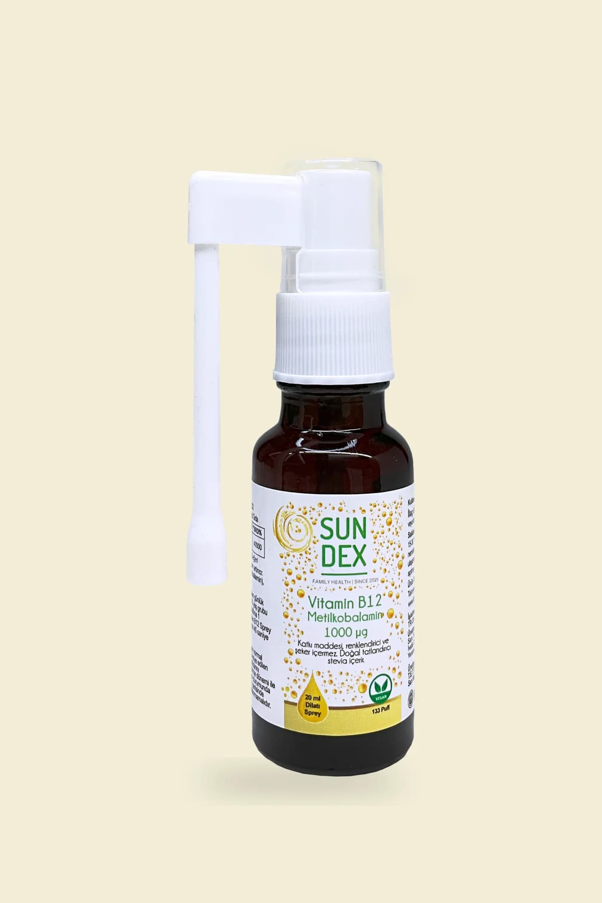 SUNDEX Vitamin B12, 20 ml Dilaltı Sprey (133 Puff)