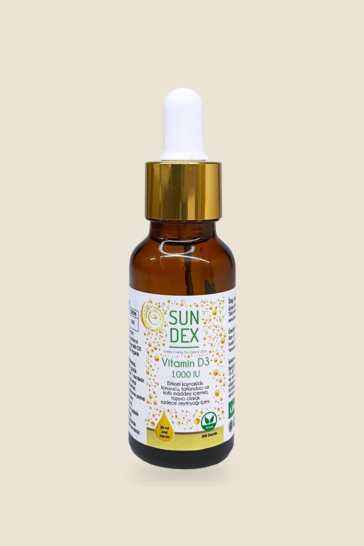 SUNDEX Vitamin D3 1000 IU, 20 ml Oral Damla (500 Damla)