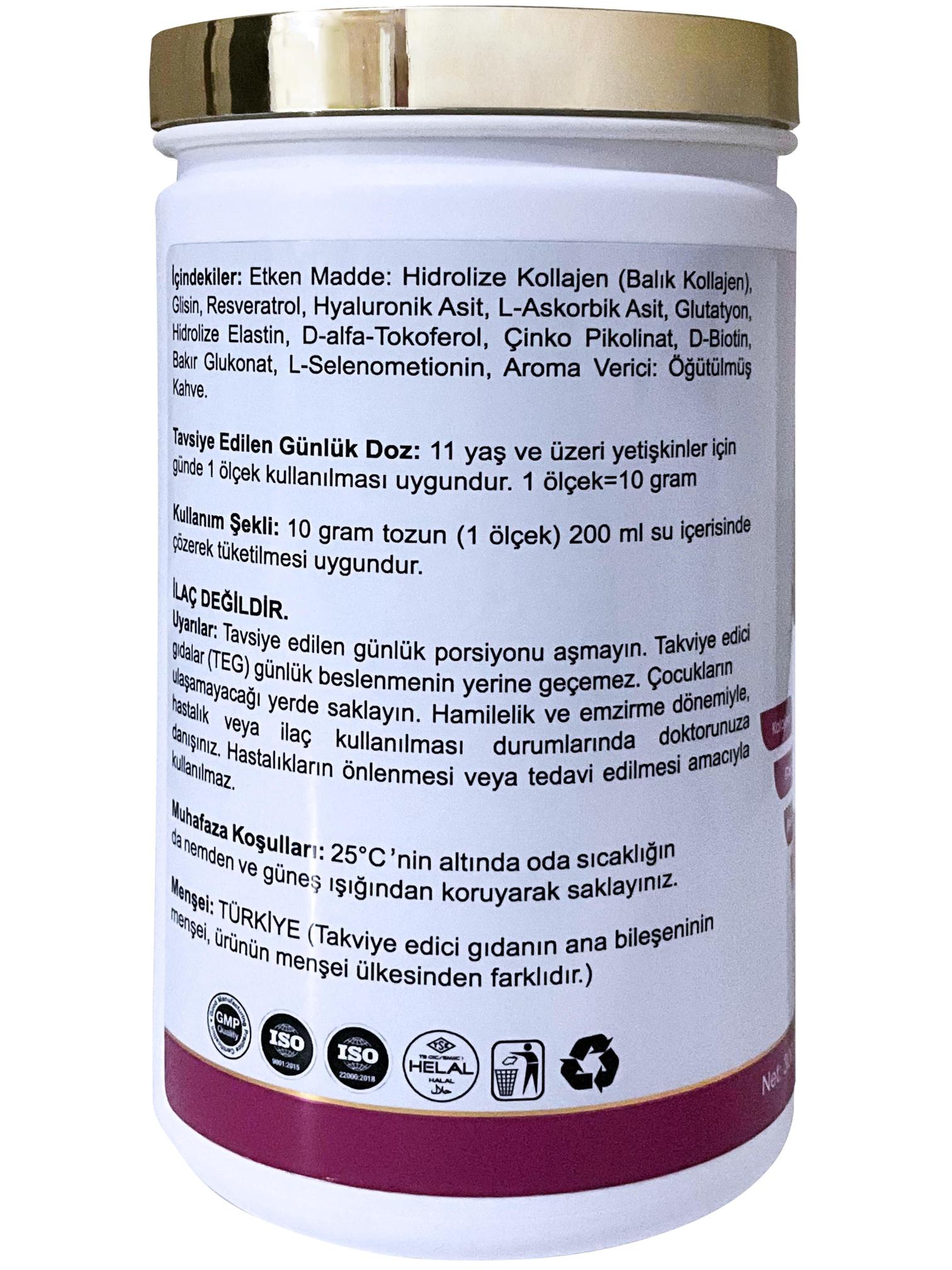 SUNDEX 2’li Paket Marine Collagen Hidrolize Balık Kolajeni, Glisin, Elastin, Resveratrol, Hyaluronik Asit, Vitamin ve Mineraller 300 gr 