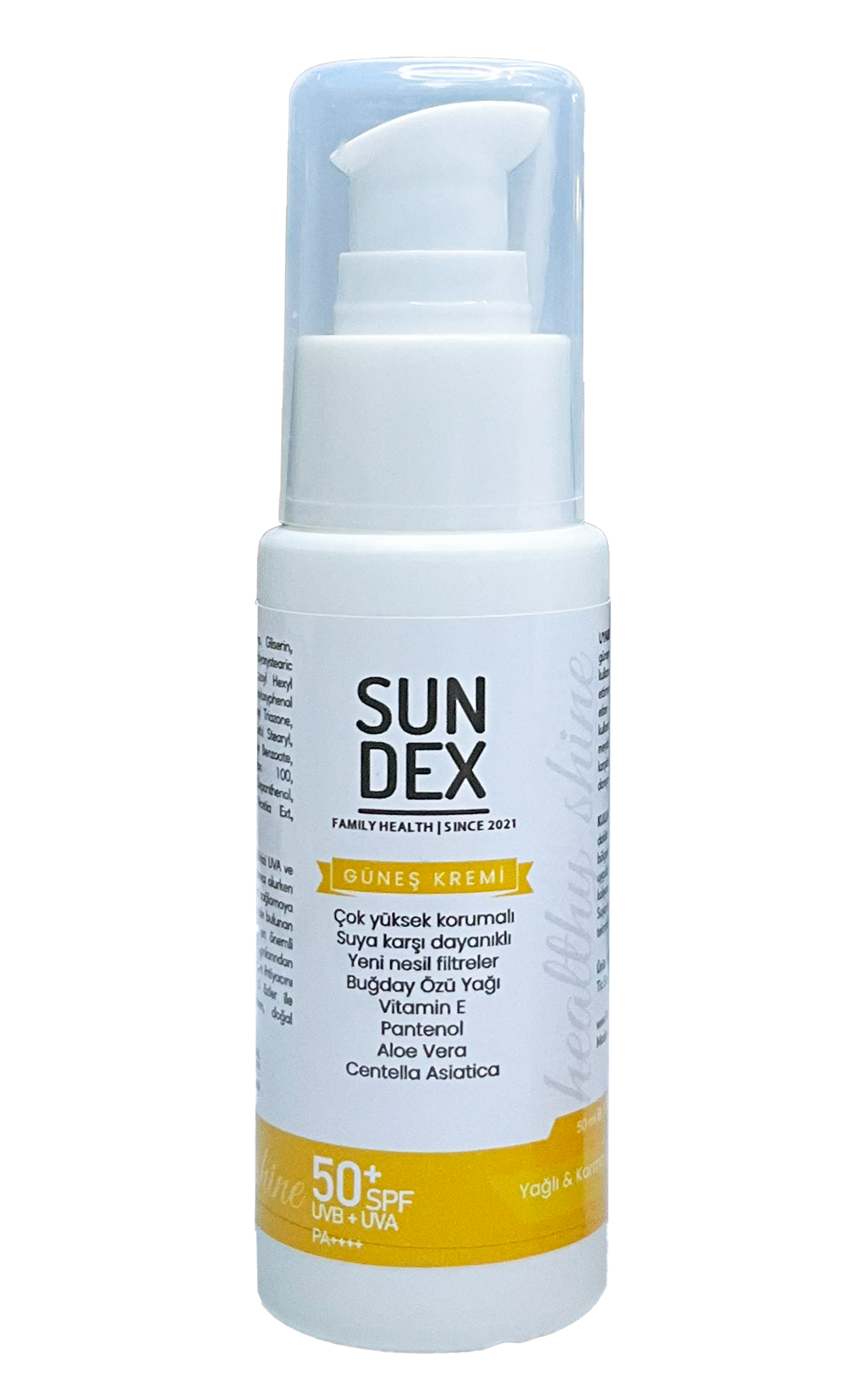 SUNDEX Healthy Shine SPF 50+ Yüz Güneş Kremi Yağlı ve Karma Ciltler 50 ml