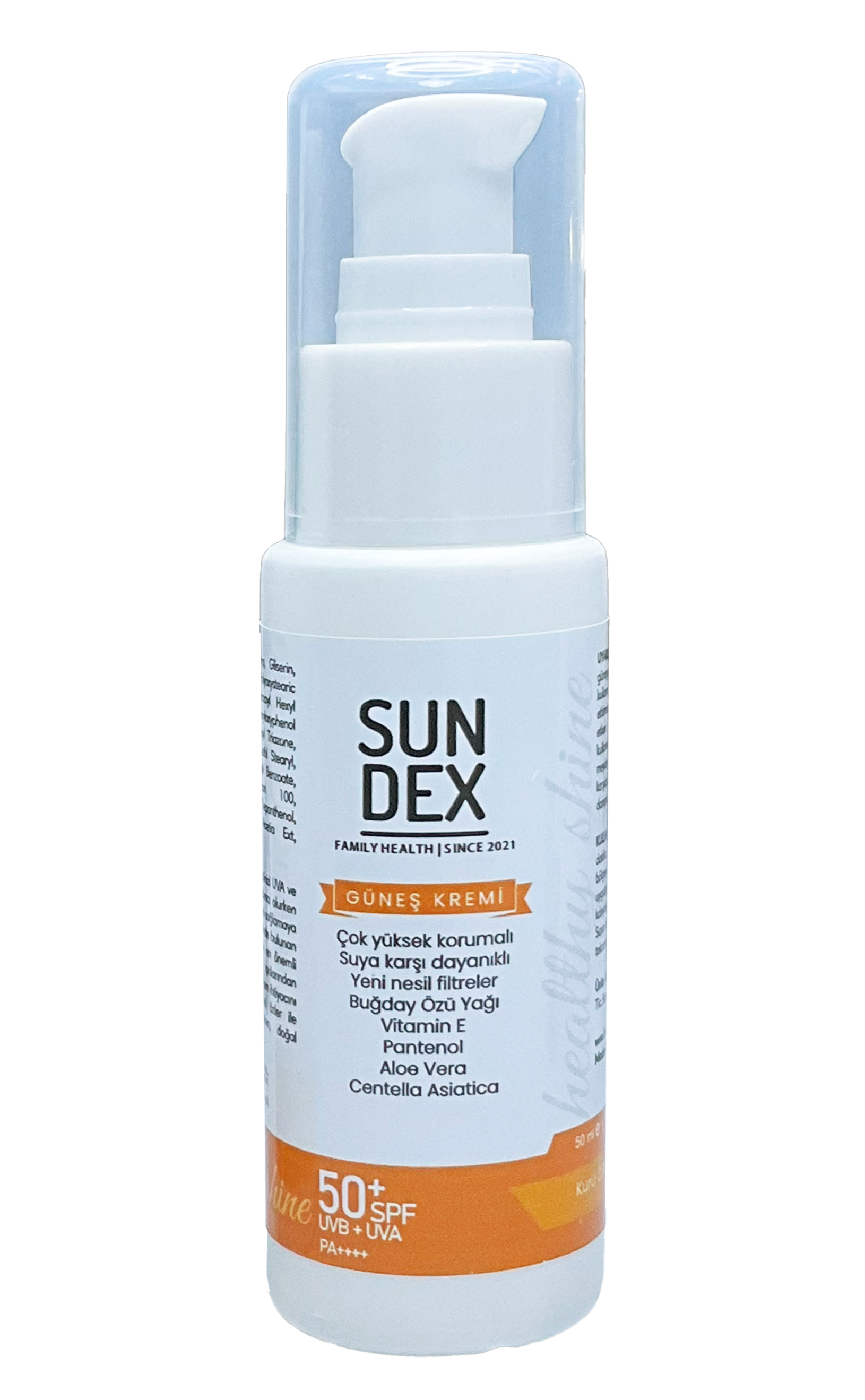 SUNDEX Healthy Shine SPF 50+ Yüz Güneş Kremi Kuru Ciltler 50 ml