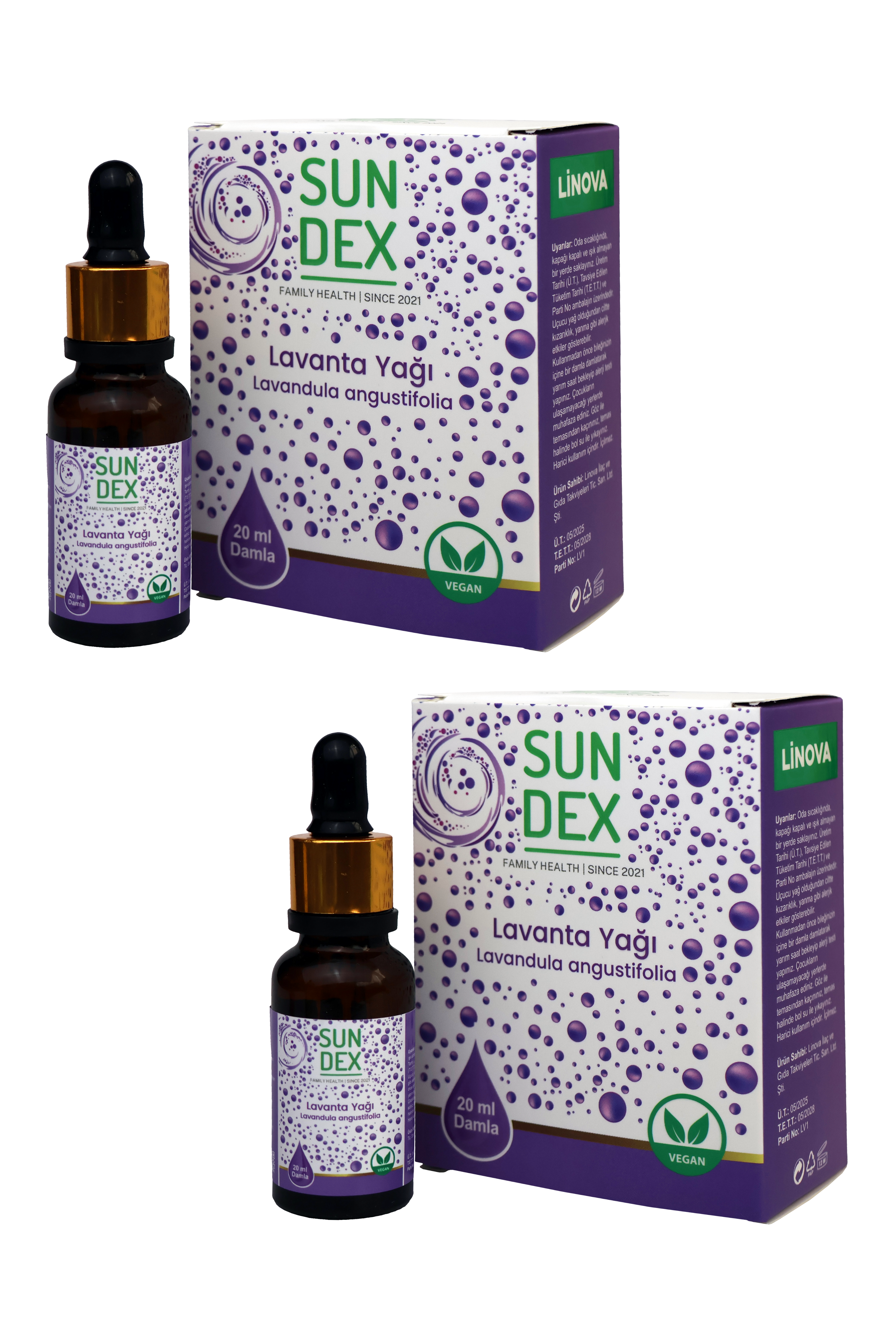 SUNDEX 2’li Paket Lavanta Yağı %100 Saf 20 ml