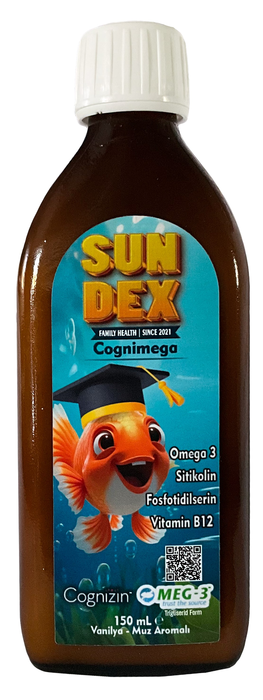 SUNDEX 2’li Paket Cognimega DHA Omega 3, Sitikolin, Fosfotidilserin, Vitamin B12 150 ml