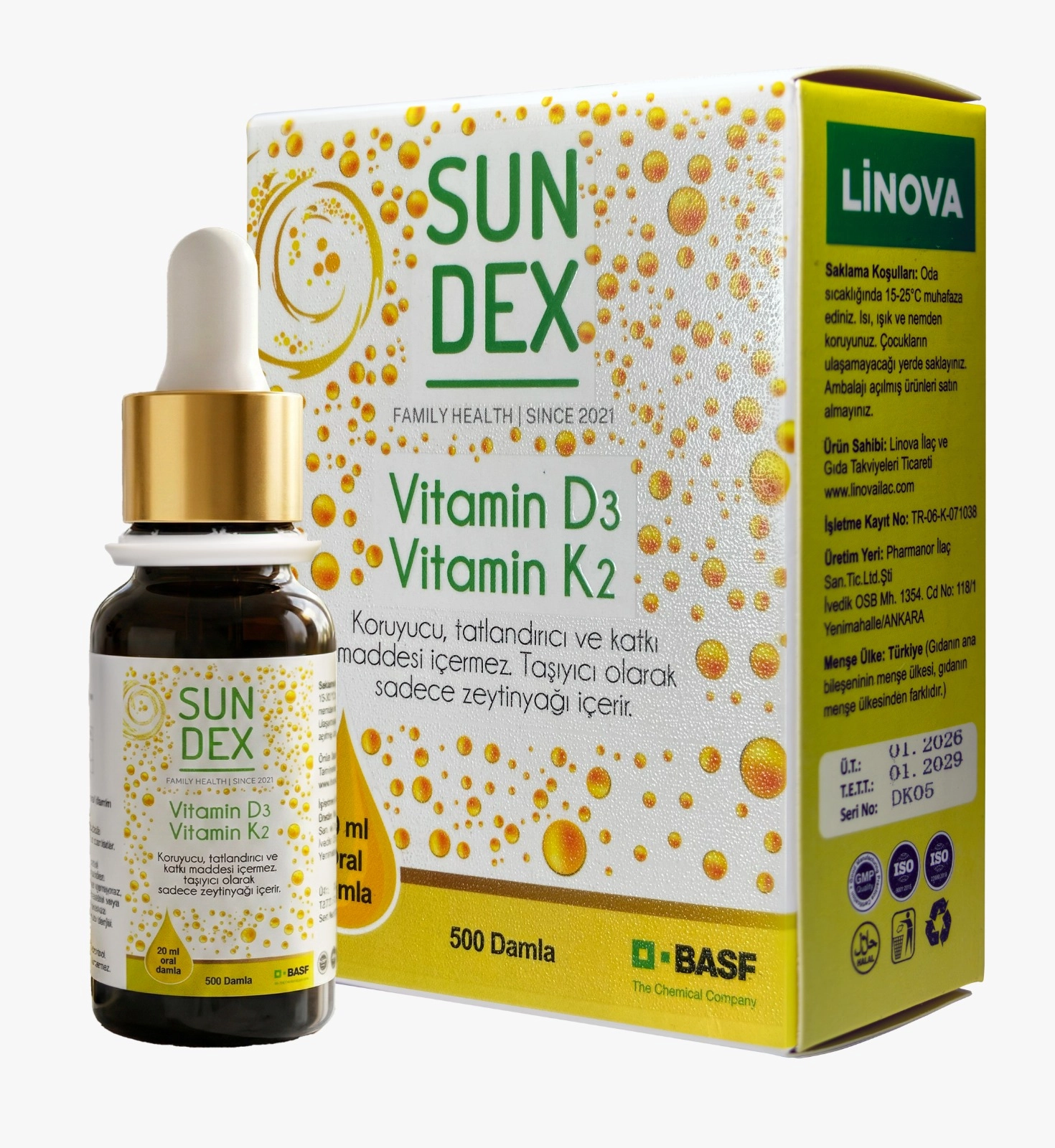 SUNDEX Vitamin D3 K2 20 ml Damla