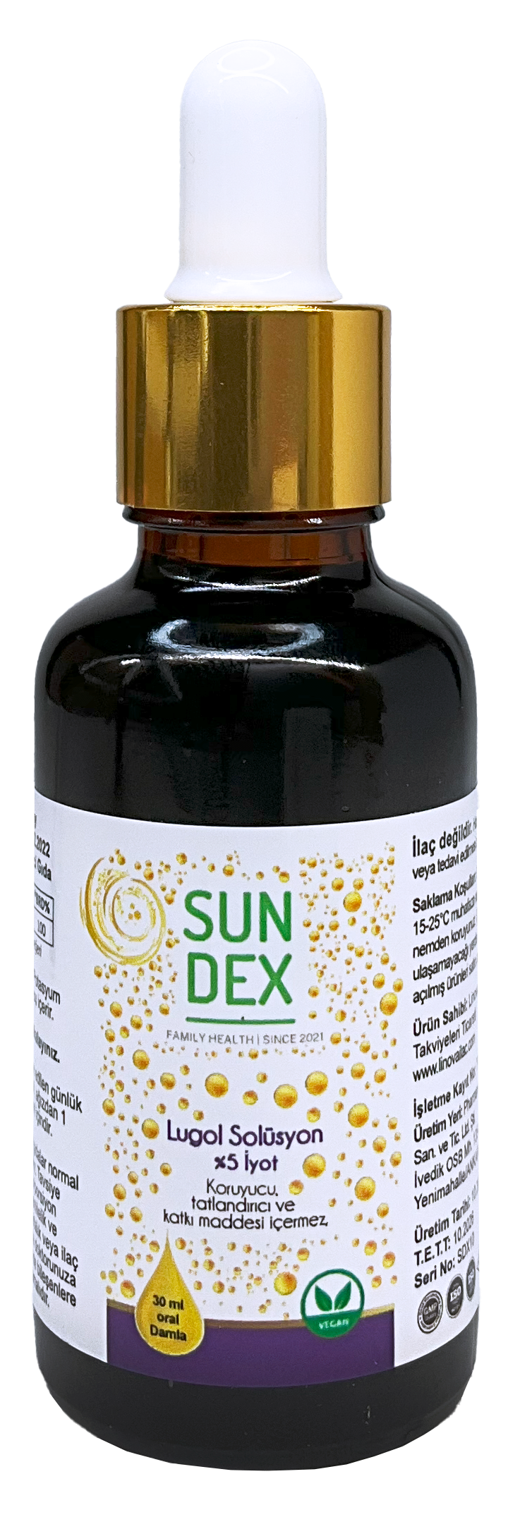 SUNDEX Lugol Solüsyon %5 İyot 30 ml Damla