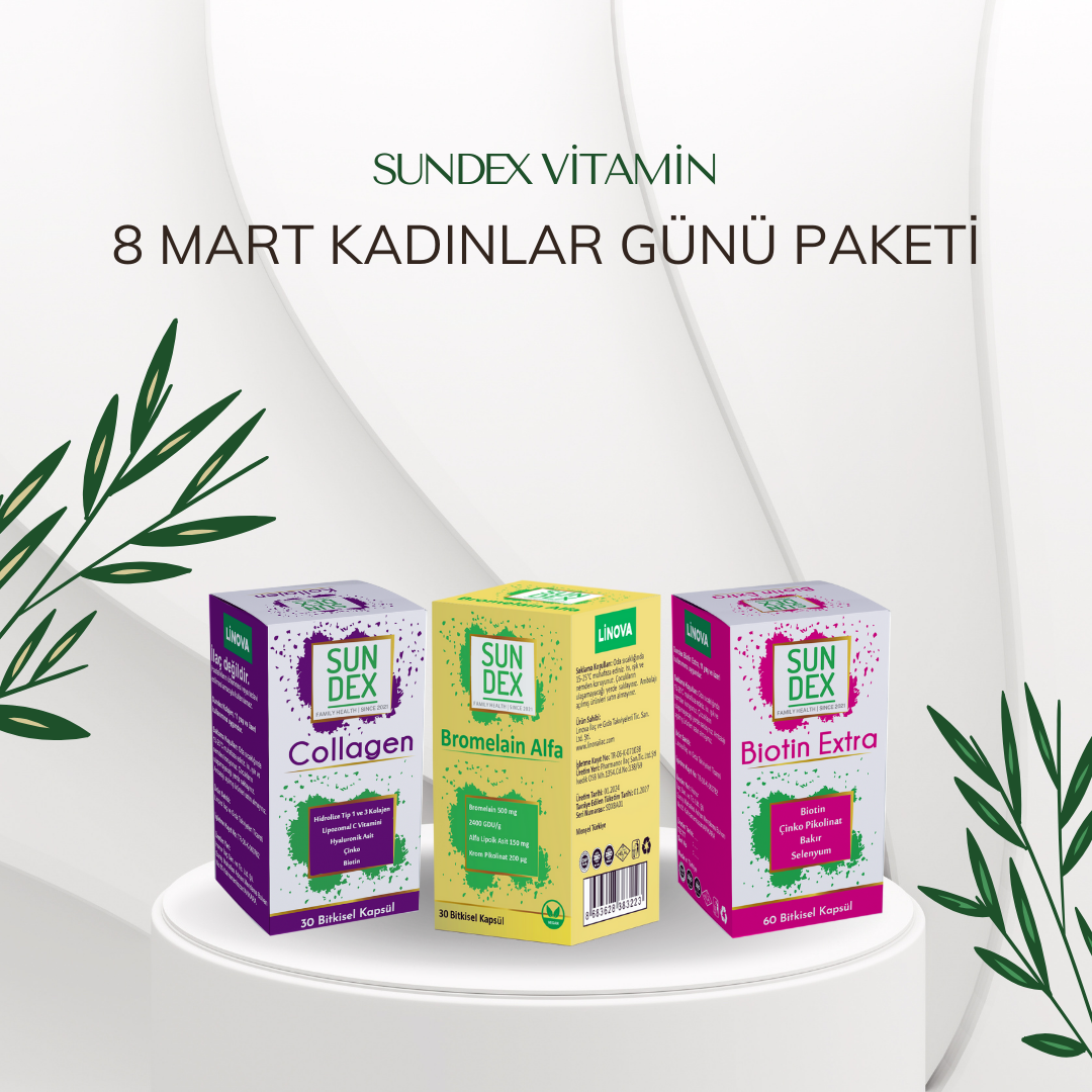 SUNDEX Kadınlar Günü Paketi Bromelain Alfa + Biotin Extra + Collagen