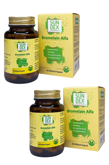 Sundex 2’li Paket Bromelain Alfa 30 Bitkisel Kapsül